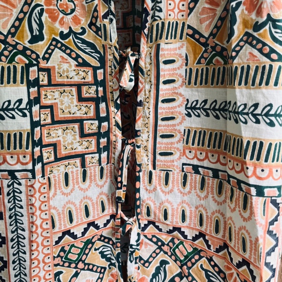 Bila•77 Sz S Thin Delicate Oversized Shirt in Boho Style Tie Fastener Patchwork - Picture 4 of 10